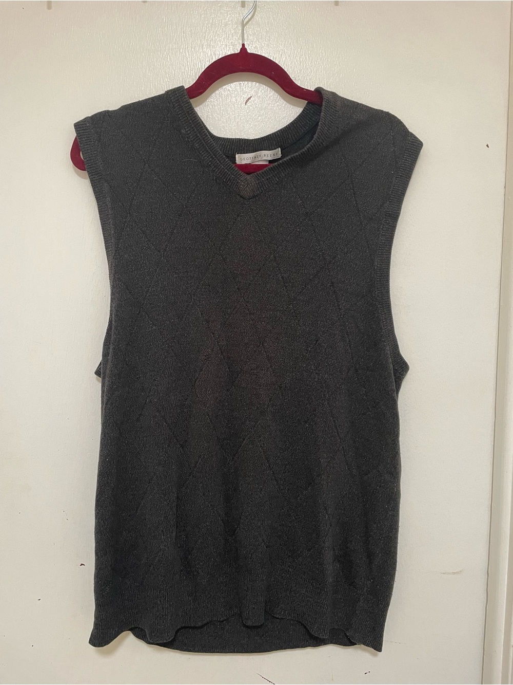 Geoffrey Beene Charcoal Diamond Knit V-Neck Sweater Vest